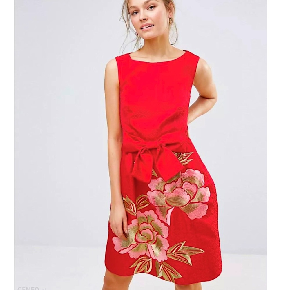 Ted Baker Deemey Midi Dress Jaquard Floral Embroidered Cocktail Wedding Party